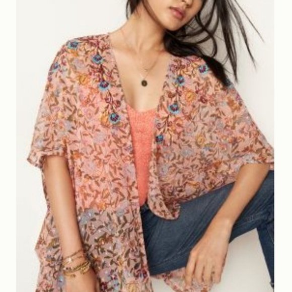 Anthropologie BELLA SHIMMER Kimono Desert Sunset colors Inspired Subtle Light - Picture 3 of 8